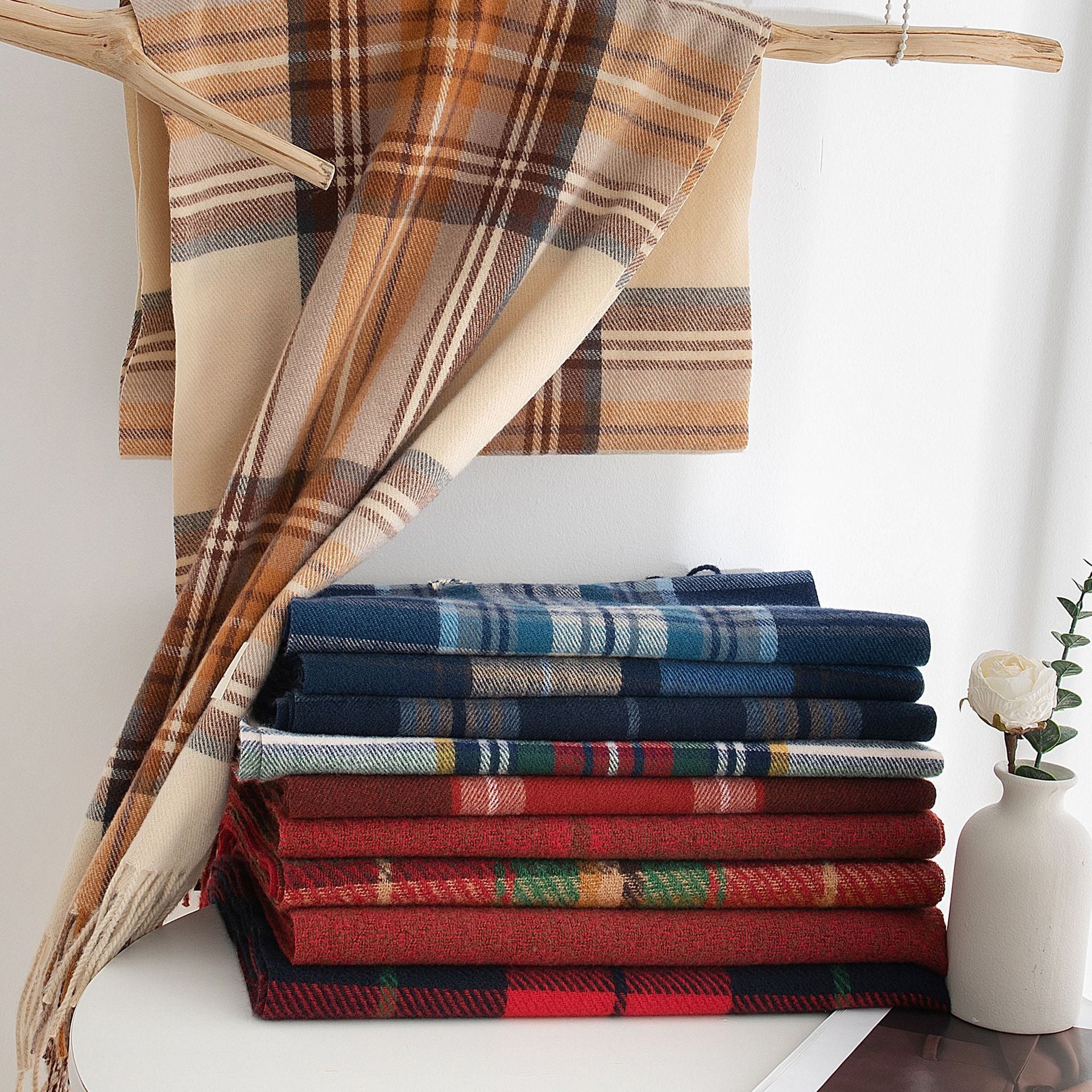 Wholesale Cashmere Feel Autumn/winter Christmas Plaid Scarf